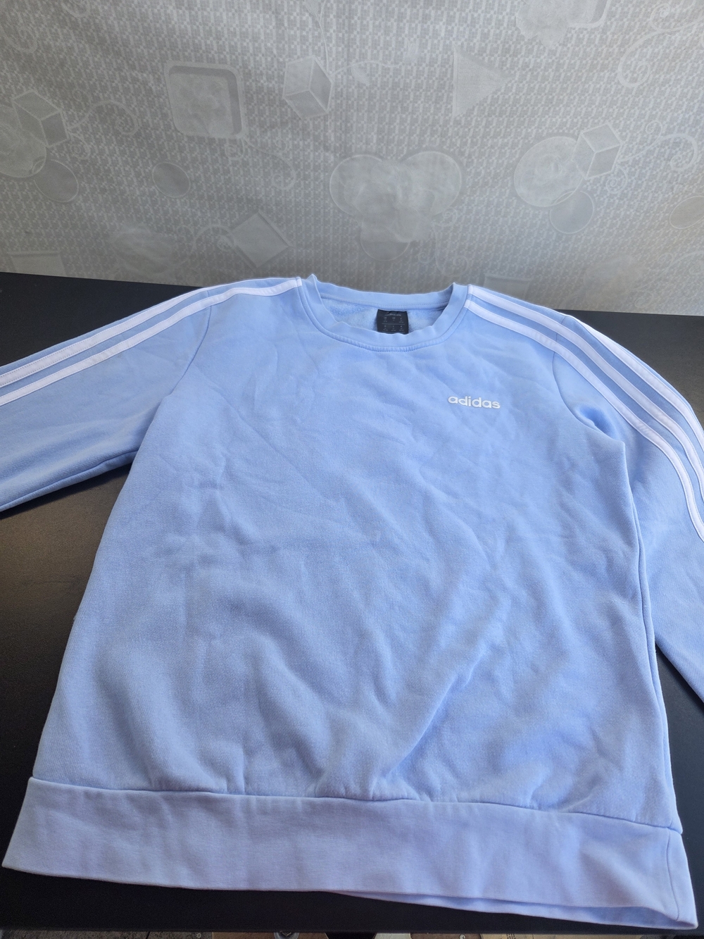 adidas Light Blue Crewneck Sweatshirt with White Stripes